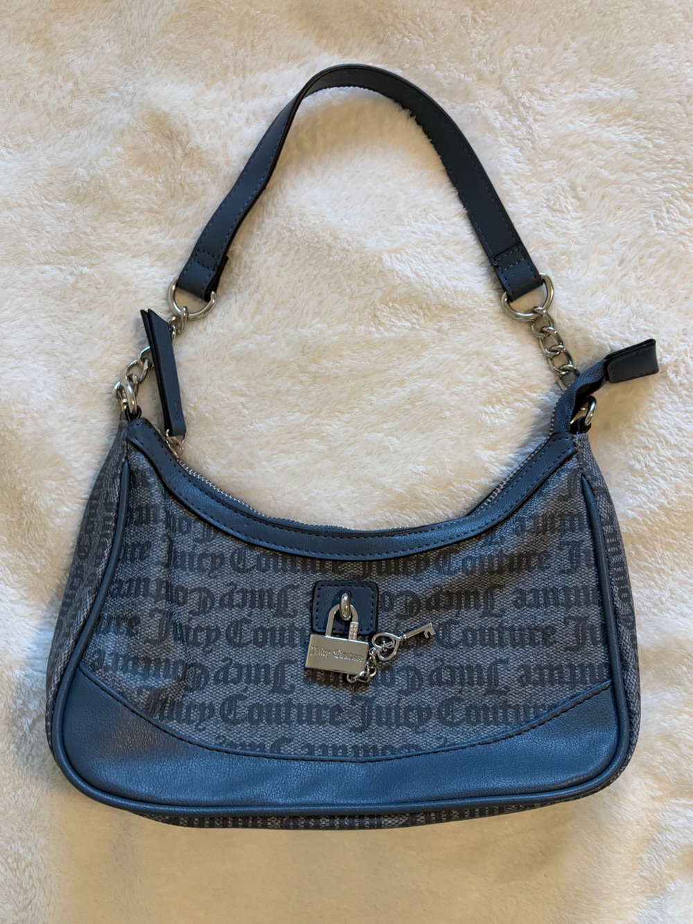 Gray Monogram Shoulder Bag with Silver Hardware